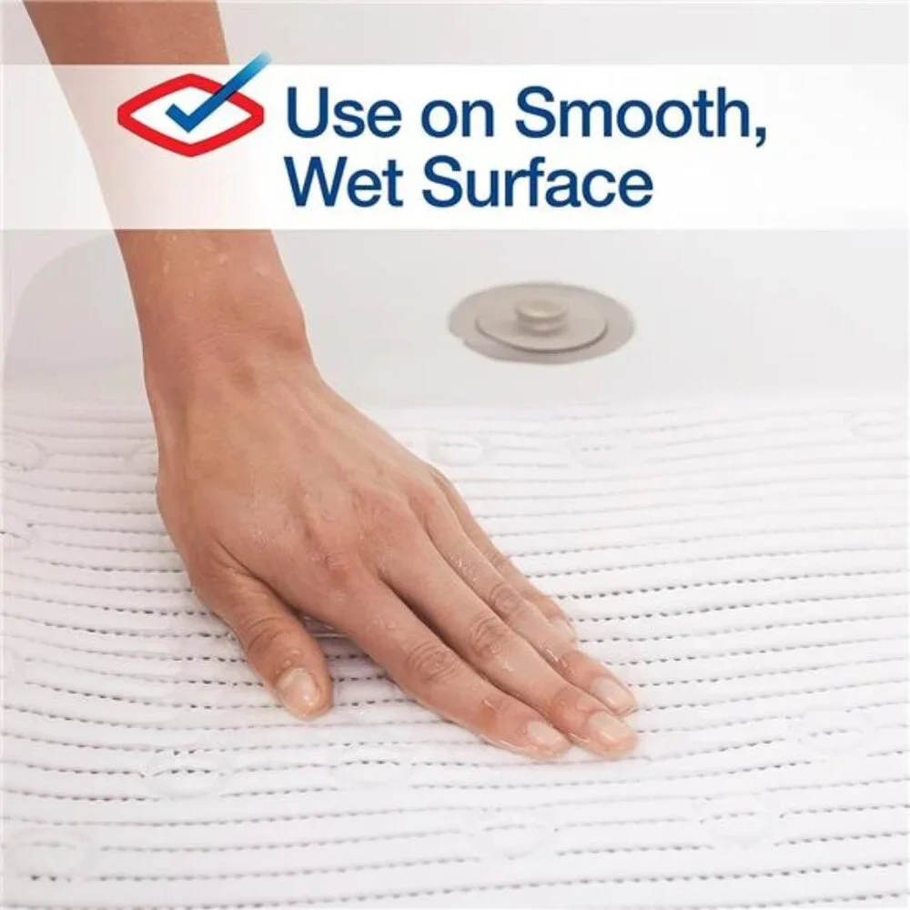 Non Slip Bath Shower Mat Cushioned Suction Cup Antimicrobial Tub Rug 17x36 White